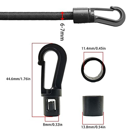 1/4" Elastic Bungee Cord Kayak Stretch String Shock Rope(19.7ft) - size: 8 Hook & 19.70 Ft Cord