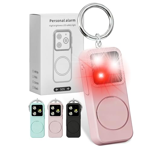 Keychain Personal Safety Alarm for Women, Rechargeable 150dB Alarm with Strobe Light, Pull Pin Emergency Siren for Walking, Running, Night Out, Parking Lots, Travel and Everyday Carry - color: Pink