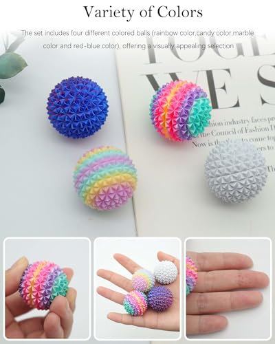 4 Pack Spiky Stress Balls,3D Printed Plastic Massage Balls