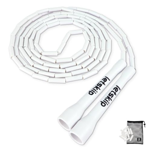 Classic Beaded Jump Rope, Adjustable Tangle-Free Set - color: White