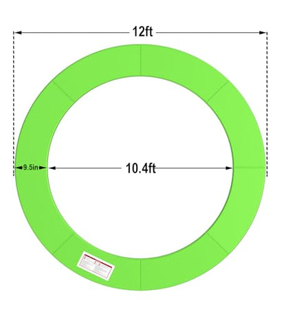 LANGXUN Universal Trampoline Repalcement Safety Pad, 8ft 10ft 12ft 14ft 15ft 16ft Waterproof Surround Spring Foam Cover for Round Frame - color: Green, size: 12ft