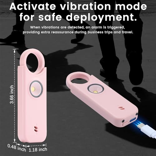 TIPSEAN Personal Safety Alarm - 135dB Ultra Loud Siren with LED Strobe Light, USB-C Rechargeable, Compact Keychain Alarm for Women/Men, Emergency Flashlight & Vibration Alert(Pink) - color: Pink