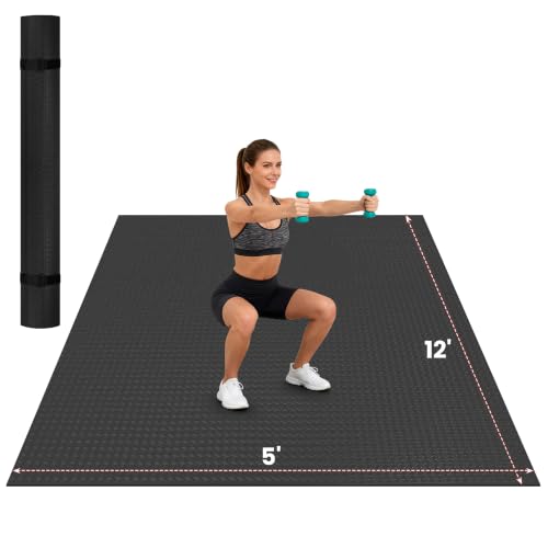 Stepwaver Extra Large Exercise Mat, 6'x4'/ 7'x5'/ 8'x5'/ 9'x5'/10'x5' (6mm) - size: 12'×5'×0.25"