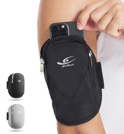 HiRui Universal Comfort Armband Phone Holder Running Armband Adjustable Wristband Phone Holder for Exercise Workout Compatible with iPhone 17/16/15/14/Plus/Pro Samsung Galaxy All Phones (Black)