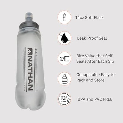 Nathan Pinnacle Featherlite 1.5L Hydration Vest for Running – Ultra-Lightweight, Compression-Fit with Hydrapak Soft Flask - size: XX-Large, style: Charcoal/Reflective Silver