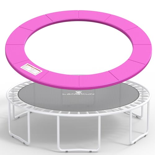 LANGXUN Universal Trampoline Repalcement Safety Pad, 8ft 10ft 12ft 14ft 15ft 16ft Waterproof Surround Spring Foam Cover for Round Frame - color: Pink, size: 15ft