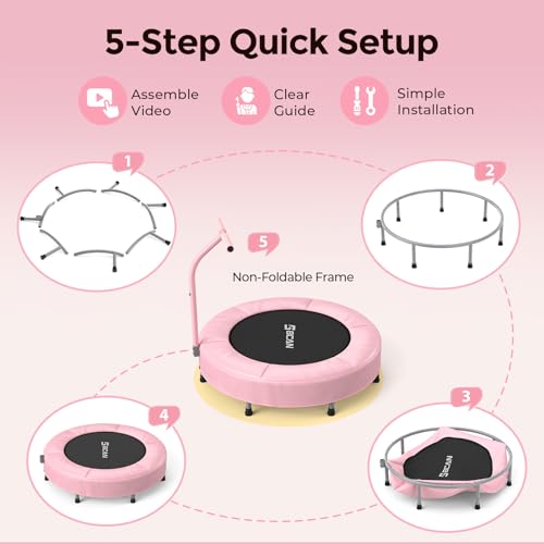 BCAN SP1 36'' Kids Toddler Trampoline Indoor, Foam Handle | FED Fitness - color: Pink-Classic