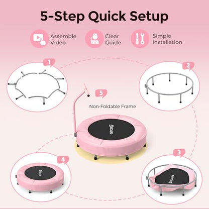 BCAN SP1 36'' Kids Toddler Trampoline Indoor, Foam Handle | FED Fitness - color: Pink-Classic