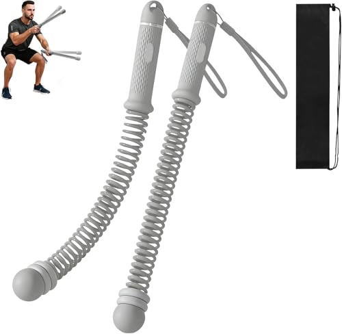 Cordless Battle Ropes with Adjustable Resistance Springs, Weighted Ropeless Battle Rope for Home Gym with Storage Bag, Portable Workout Equipment for Strength Training for Men & Women (Gray)