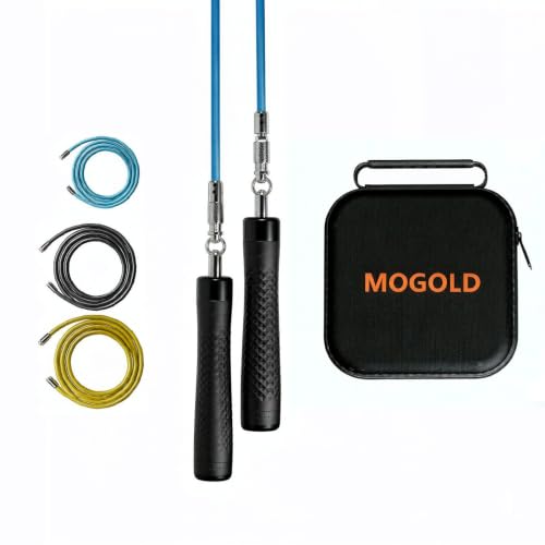 Weighted Jump Rope Set - 1/4LB & 1/2LB Heavy Speed Rope with Quick-Release Handles, 3 PVC Cables (9.8FT), Anti-Slip Grip for Boxing, Cross Training & Home Workout, Includes Carry Case - color: Black