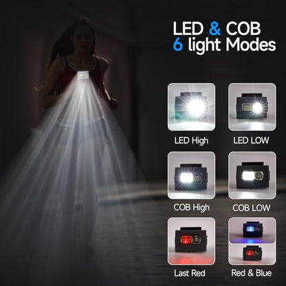 Running Light,USB Rechargeable jogging Light 6 Lighting Modes Strong Magnetic Lights Portable Clip On Running Lights with Runners and Joggers for Hiking,Running,Camping,Outdoor Adventure,1Pack-Grey - color: Grey-1