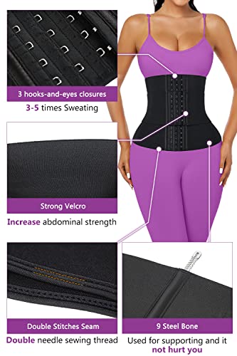 Women Waist Trainer Cincher 3 Straps Tummy Control Body Shaper - color: Black - Hooks - 3 Half Belts - Super Abdominal Compression, size: XX-Small