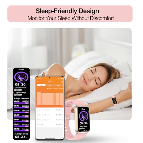 Fitness Tracker (Answer/Make Calls), Smart Watch for Women, with 1.47″ AMOLED Always-On Display, 24/7 Heart Rate, Sleep Tracking, 110+ Sport Modes, Waterproof, Compatible for Android Phone - color: Gold
