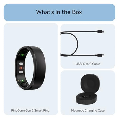RingConn Gen 2 Smart Ring - Sleep Apnea Monitoring(Black, Size 9) - color: Matte Black, size: 9