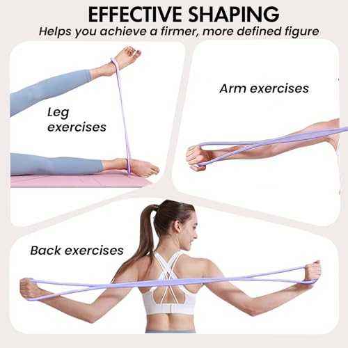 Figure 8 Resistance Band with Handles, for Home Gym,Yoga & Physical Therapy - color: 15lb Purple + 25lb Gray