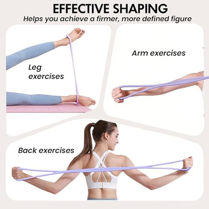 Figure 8 Resistance Band with Handles, for Home Gym,Yoga & Physical Therapy - color: 15lb Purple + 25lb Gray