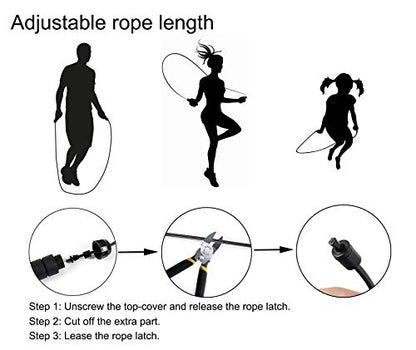 BOOMIBOO Jump Rope, Adjustable Jump Ropes,Skipping Rope Tangle-Free Rapid Speed with Ball Bearings for Women Men Kids,Exercise & Slim Body Jumprope at Home School Gym - color: Black+Blue