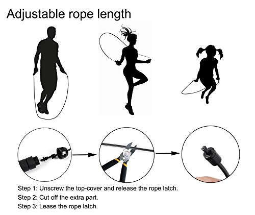BOOMIBOO Jump Rope, Adjustable Jump Ropes,Skipping Rope Tangle-Free Rapid Speed with Ball Bearings for Women Men Kids,Exercise & Slim Body Jumprope at Home School Gym - color: Black+Red