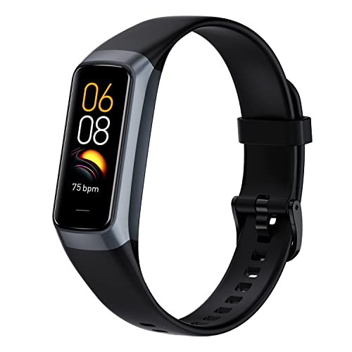 Fitness Tracker with 24/7 Blood Oxygen Heart Rate and Sleep Monitor,IP68 Waterproof,1.10''AMOLED Touch Color Screen,Step Counter Health Activity Trackers for Women Men (Black)