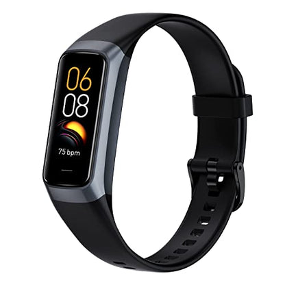 Fitness Tracker with 24/7 Blood Oxygen Heart Rate and Sleep Monitor,IP68 Waterproof,1.10''AMOLED Touch Color Screen,Step Counter Health Activity Trackers for Women Men (Black)