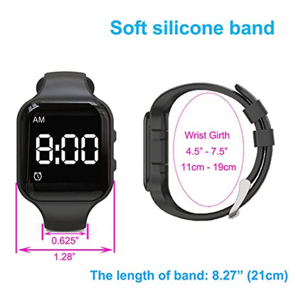 Vibrating Alarm Watch Rechargeable 15 Alarm Reminder Wristband Potty Training Watch with Lock Screen - color: Purple