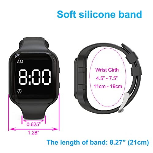 Vibrating Alarm Watch Rechargeable 15 Alarm Reminder Wristband Potty Training Watch with Lock Screen - color: Navy Blue