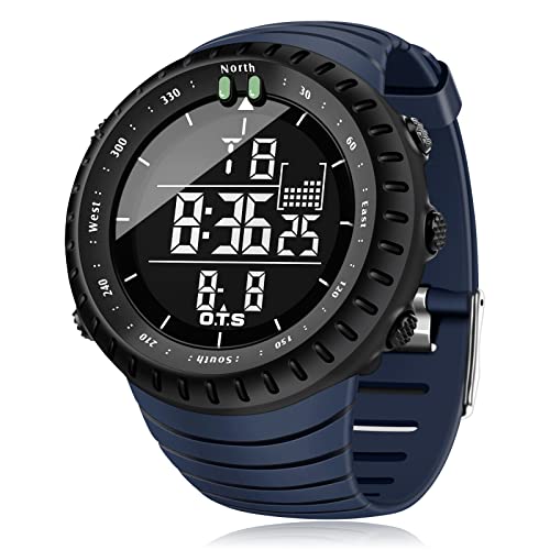PALADA Men's Digital Sports Watch Waterproof Tactical Watch with LED Backlight Watches for Men - color: Dark Blue