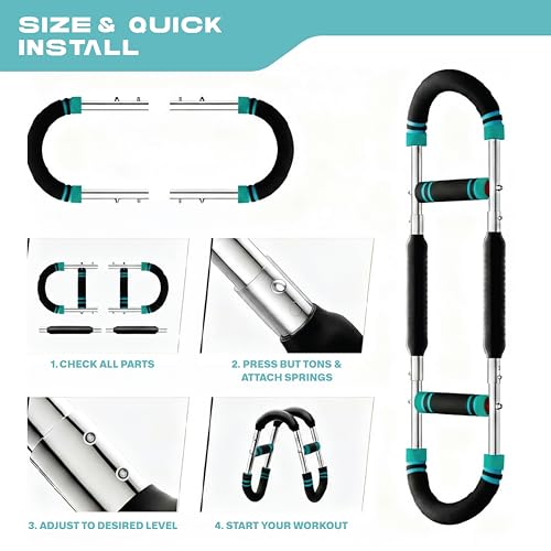 Power Twister Bar Adjustable 40/50/60 KG Chest Expander and Arm Exerciser for Men, Heavy Duty Steel Spring Upper Body Workout Bar, Forearm Strengthener with Non-Slip Ergonomic Handles