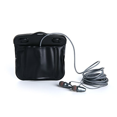 SwimCell Waterproof Key Pouch for Swimming with Headphone Jack & Armband - color: Black, size: MP3 Case with Headphone Jack 3 x 4 inches