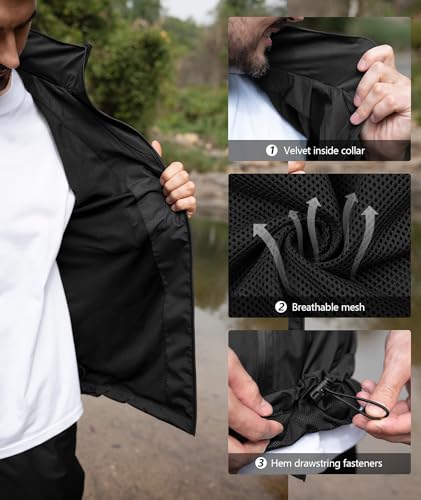 Men Women Rain Suits Waterproof Rain Gear Jacket and Pants for Golf Fishing - color: Black, size: Small