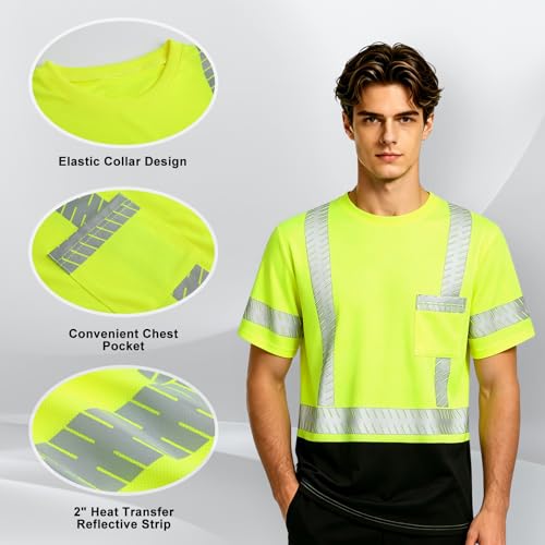 Safety Shirts Hi Vis Construction Shirts for Men and Women - color: Yellow, size: XX-Large