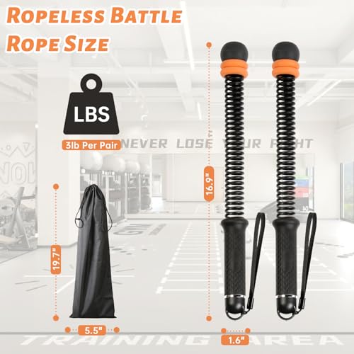Black Cordless Battle Ropes, Adjustable Weight for Men & Women