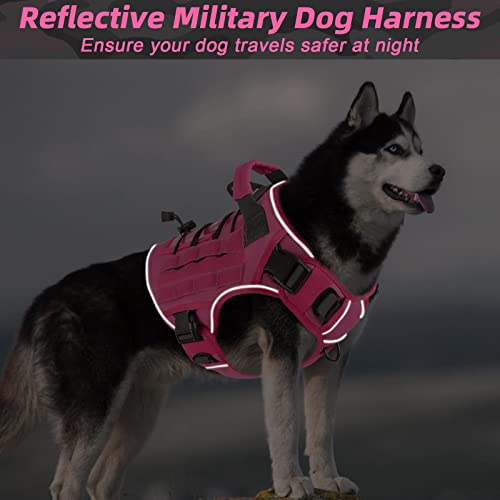 WINGOIN Pink Tactical Dog Harness for Small Dogs,No Pull Dog Harness - color: Pink, size: Small: 15-30 lbs (Chest:20-26",Neck:15-18")