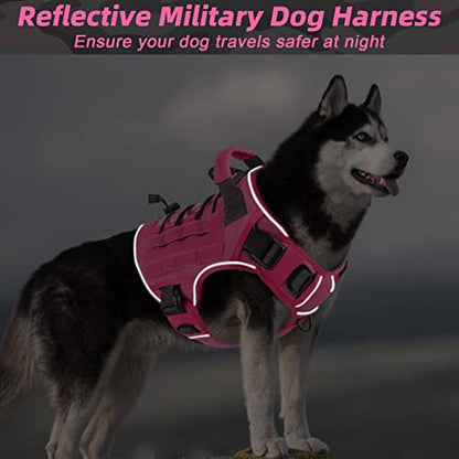 WINGOIN Pink Tactical Dog Harness for Small Dogs,No Pull Dog Harness - color: Pink, size: Small: 15-30 lbs (Chest:20-26",Neck:15-18")
