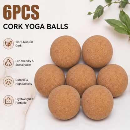 Seenelling 6 Pack 4 Inches Cork Massage Balls Point Balls Bulk - size: 4 inches