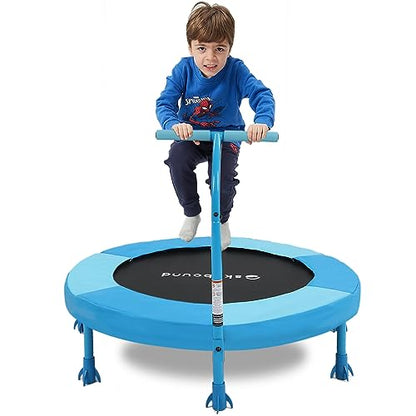 SkyBound 36 Inch Indoor Trampoline for Kids - Kids Trampoline Indoor with Handle - Toddler Trampoline with Upgraded 2.0mm Steel Pipe and Handlebar - Mini Indoor Trampoline for Kids Age 3 and Above - style: Rocket