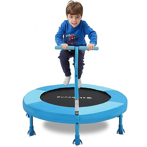 SkyBound 36 Inch Indoor Trampoline for Kids - Kids Trampoline Indoor with Handle - Toddler Trampoline with Upgraded 2.0mm Steel Pipe and Handlebar - Mini Indoor Trampoline for Kids Age 3 and Above - style: Rocket