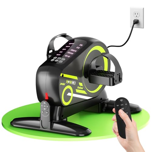 Mini Exercise Bike, Motorized Under Desk Pedal Exerciser Leg/Arm Cycle for Senior, Auto&Manual Mode, Adjustable Speed, LCD Display, Remote Control - size: 12 Speed 6 Resistance