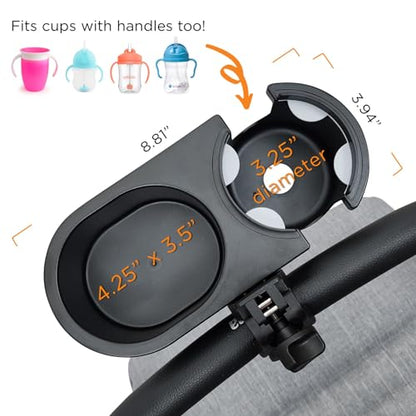 liuliuby Universal Stroller Snack Tray Attachment | Stroller Cup Holder Attachment Universal Snack Tray for Stroller Tray Attachment | Clip On Baby Stroller Accessories for Joggers, Umbrella & Wagons - color: Closed Top
