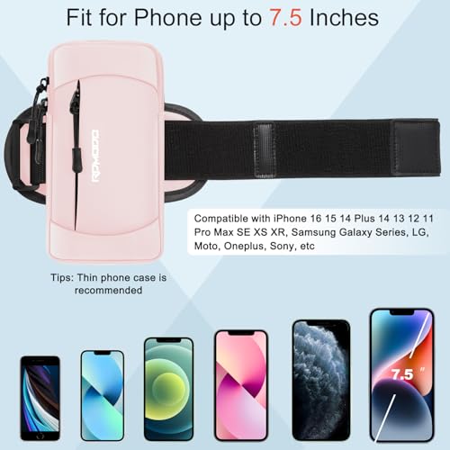 Arm Phone Holder for Running, Crossbody Bag 2-in-1, 7.5 Inch Pink - color: 07-Pink + Black Strap