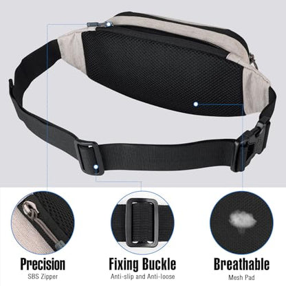 WATERFLY Small Fanny Pack Crossbody Lightweight Waist Bag for Woman Man - color: Beige