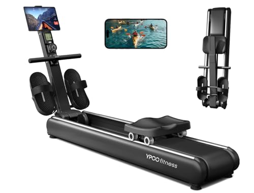 Rowing Machines for Home, Magnetic Row Machine Foldable, 16 Levels Quiet Resistance Rowing Machine with Dual Slide Rail, Folding Indoor Rowers Compact with Max 350lb Weight Capacity