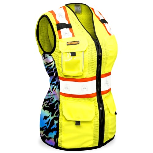 KwikSafety FIRST LADY Safety Vest for Women Class 2 ANSI OSHA Hi Vis Vest - color: Yellow (Tiger Queen), size: X-Small