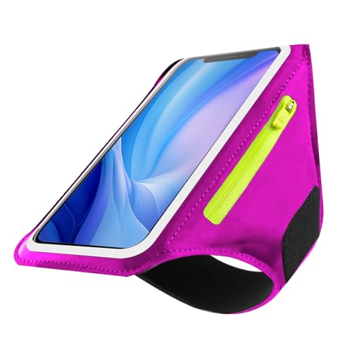 Running Armband Armband Sports Phone Holder with Adjustable Arm Strap Touch Screen Zipper Pocket Key Holder Water Resistant Ergonomic - color: Rose
