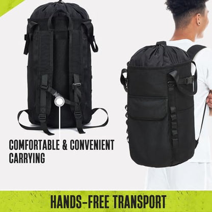 Arborist Rope Bag, 35L Tree Climbing Rope Bag, Arborist Equipment Bucket Backpack, Arborist Gear Carrier Bag with Side Pockets, Tough Rock Climbing Backpack, Rock and Tree Climbing Gear - color: Yellow