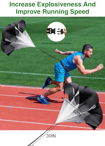 Hands Free Speed Agility Training Equipment Set - 20ft Agility Ladder, 10 Disc Cones, Resistance Parachute, 5 Resistance Bands & Carry Bag | Football Soccer Basketball Fitness Drills - color: Blue