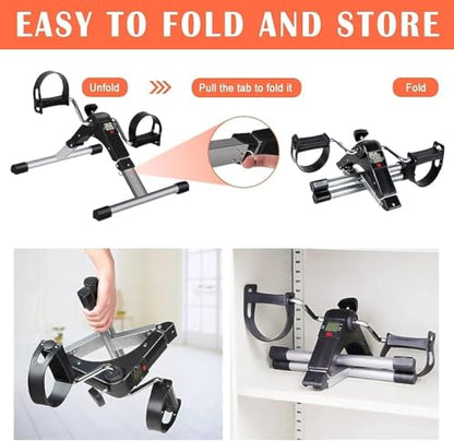 TABEKE Under Desk Bike Pedal Exerciser, Fully Assembled Folding Pedal Exerciser for Arm and Leg Workout, Portable Sitting Desk Cycle with LCD Screen Displays 26526 - color: LightGrey