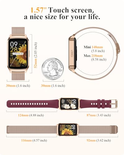 Fitness Tracker Watch for Women Men, Step Counter Compatible with iPhone Android, IP68 Waterproof Activity Tracker with Sleep Monitor, 110+ Sports (Classic, Silver, 1.57)