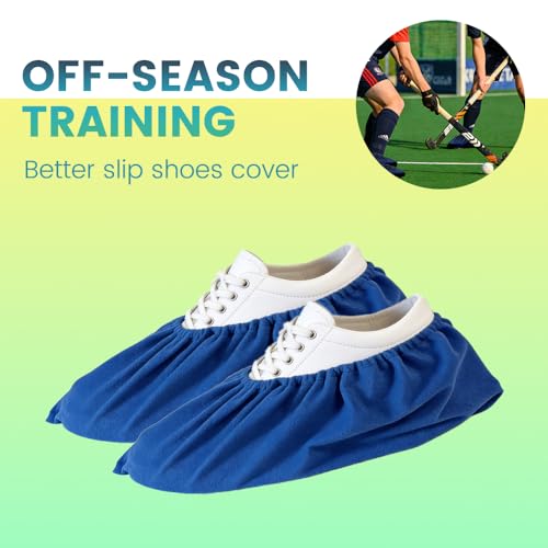Slide Board Booties for Smooth Gliding (Reusable, Washable) Shoe Covers Compatible with All Fitness Hockey Slide Boards Slip Over Shoe Design - color: navy blue
