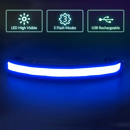 Illumifun LED Running Belt - USB Rechargeable Light Up Sash, High-Visibility Elastic Waistband Light for Running Cycling Hiking Camping Nighttime Activities - color: Blue